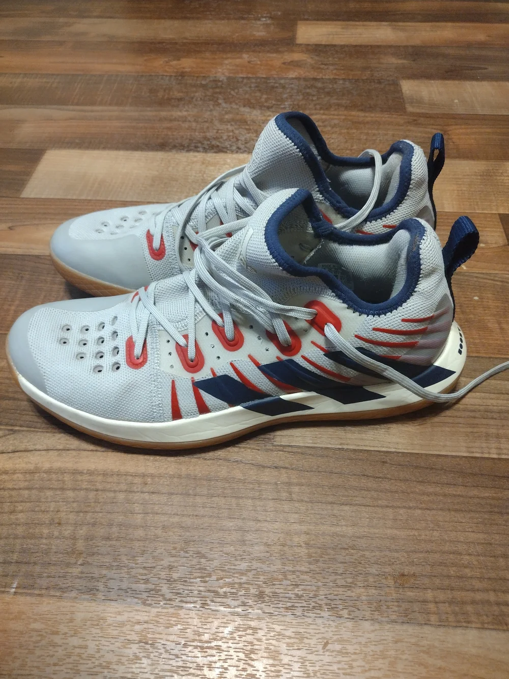 adidas Men's Athletic Shoes Gray with Red Accents and Gum Sole